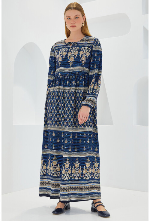 1947 Patterned Long Dress