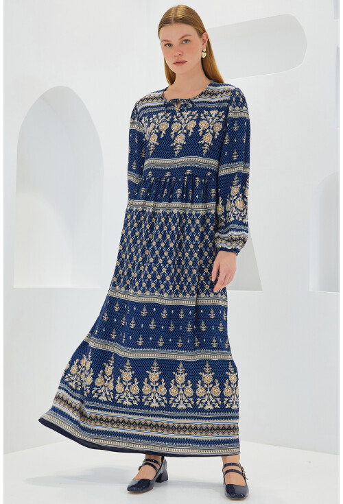 1947 Patterned Long Dress