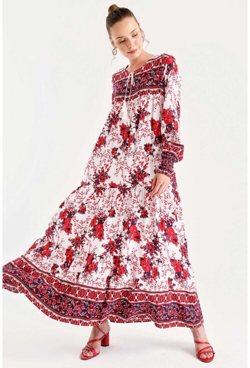 1947 Patterned Long Dress