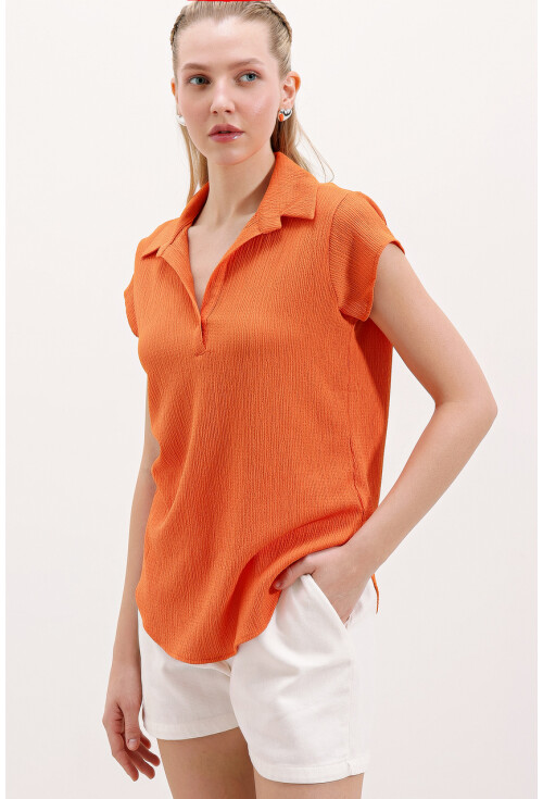20123 Polo Collar Knit Blouse