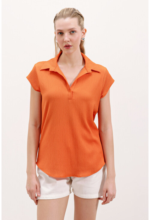 20123 Polo Collar Knit Blouse