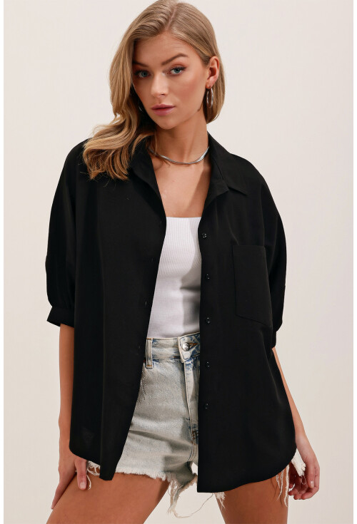 20213 Oversized Short Sleeve Basic Shirt