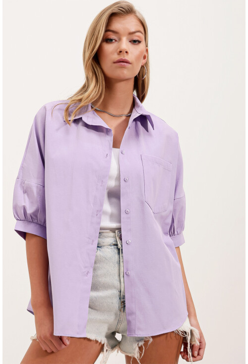 20213 Oversized Short Sleeve Basic Shirt
