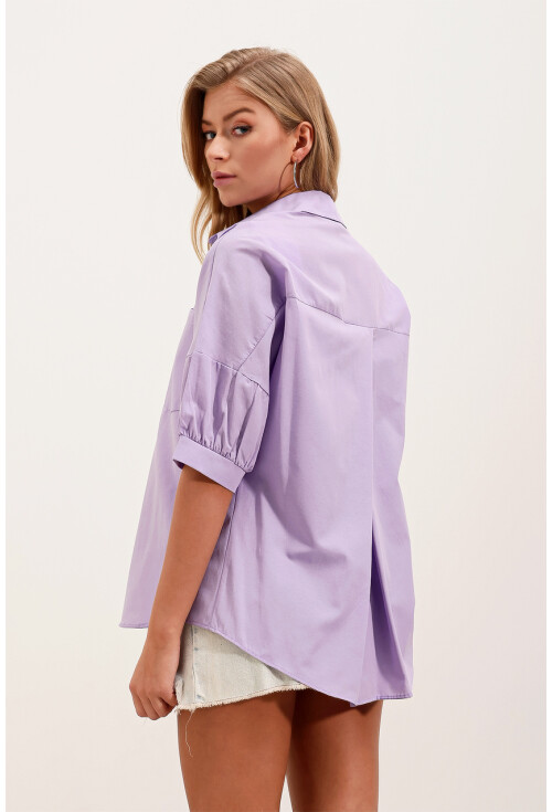 20213 Oversized Short Sleeve Basic Shirt
