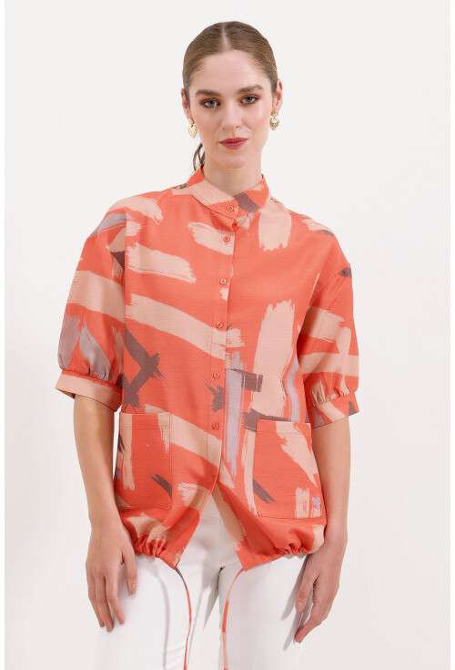 20226 Patterned Oversized Shirt