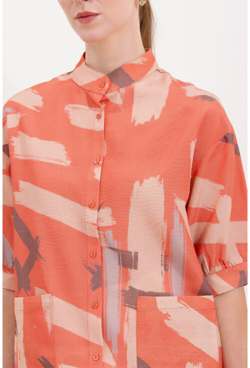 20226 Patterned Oversized Shirt