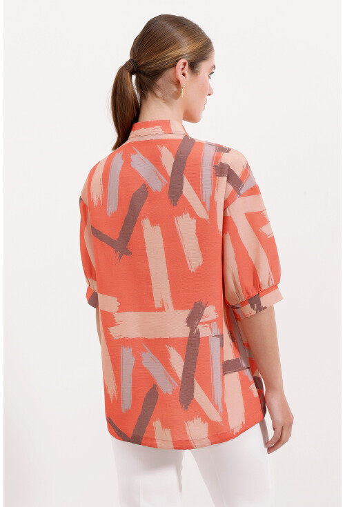 20226 Patterned Oversized Shirt