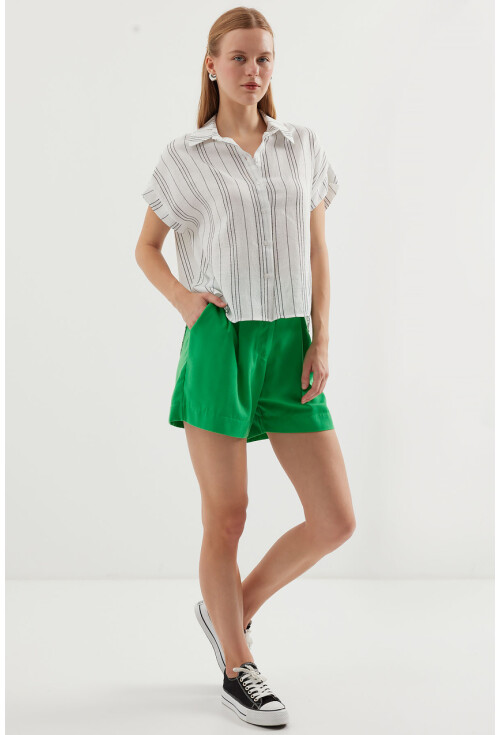 20261 Short Sleeve Oversized Linen Shirt