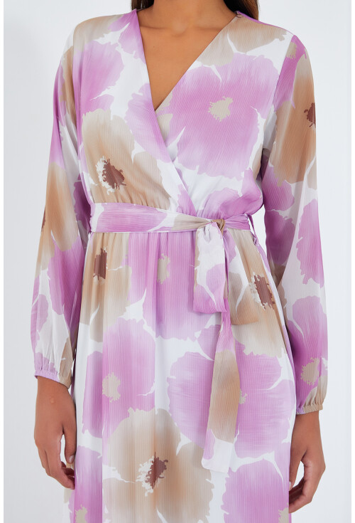 2134 Patterned Chiffon Dress