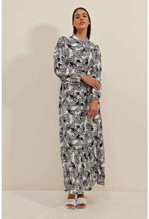 2158 Egzotik Desen Tesettür Elbise