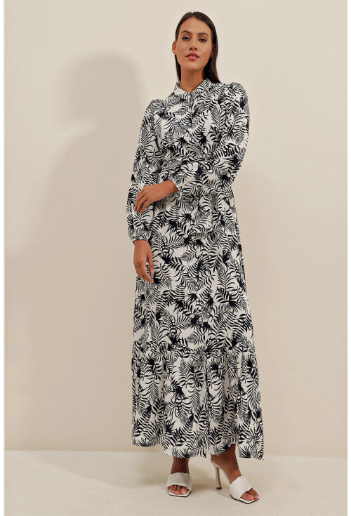 2158 Egzotik Desen Tesettür Elbise