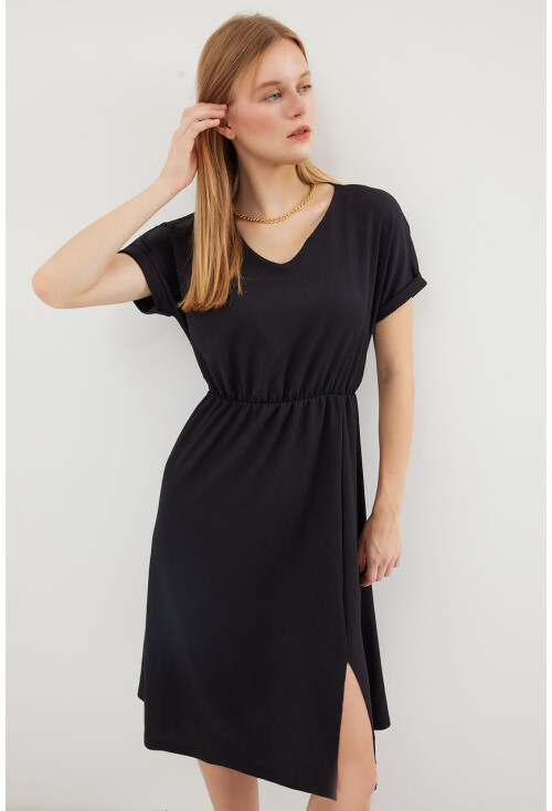 2378 Knit Dress With V-Neck And Slit