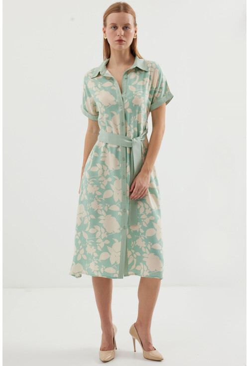 2455 Patterned Shirt Dress