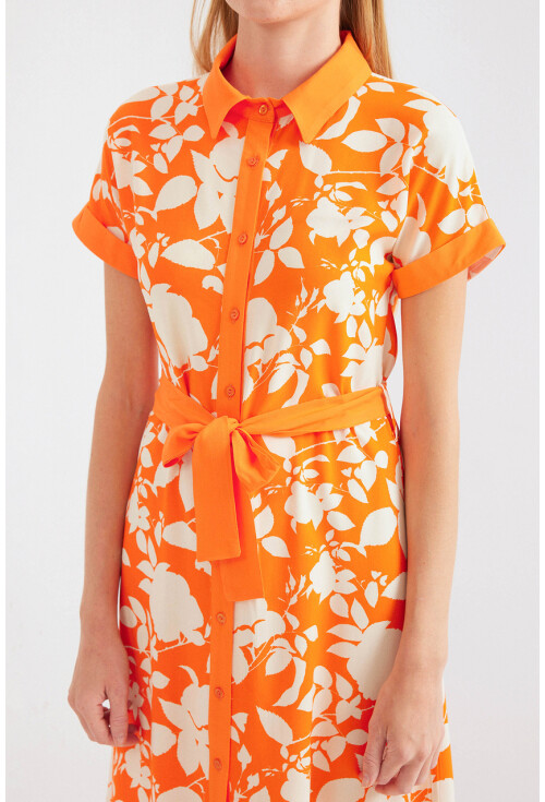 2455 Patterned Shirt Dress