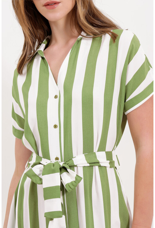 2456 Çizgili Gömlek Elbise