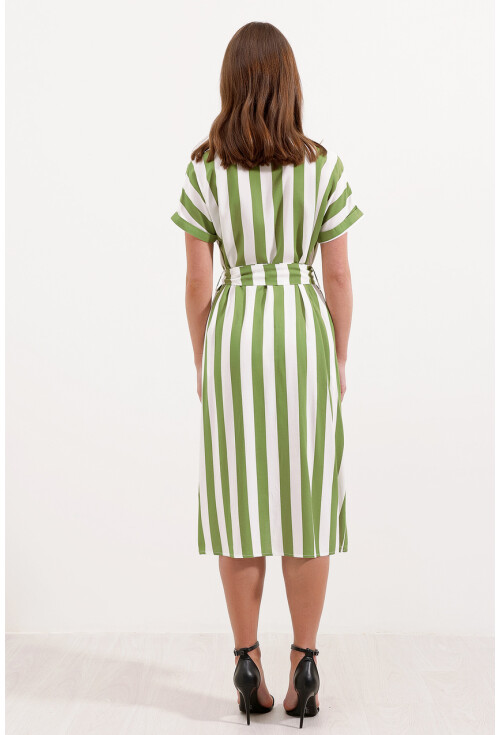 2456 Çizgili Gömlek Elbise