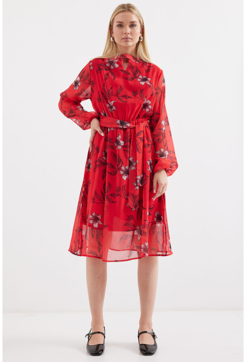 2459 Lined Patterned Tulle Dress