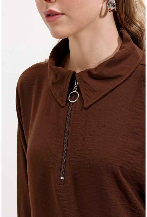 5917 Zippered Oversized Tunic