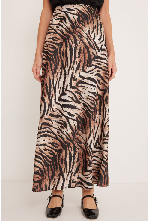 Womens Patterned Satin Skirt 15877