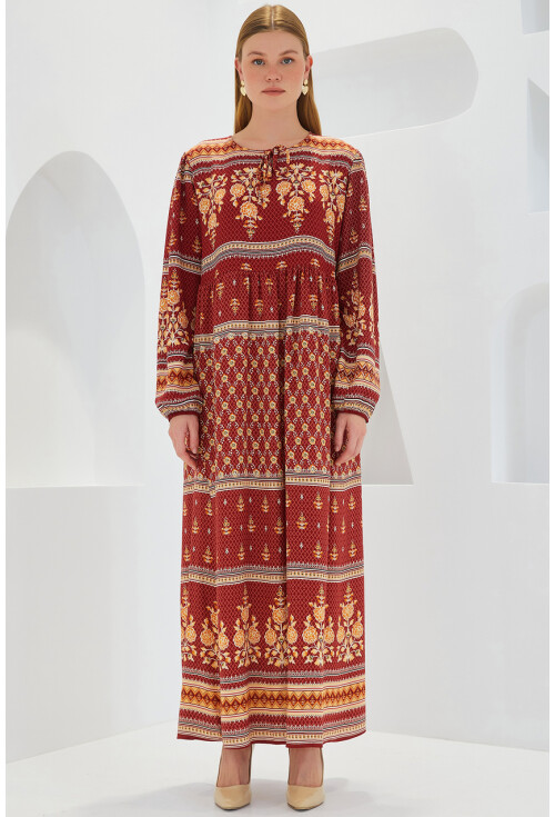 1947 Patterned Long Dress