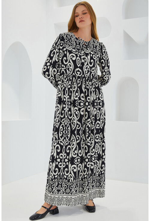 1947 Patterned Long Dress