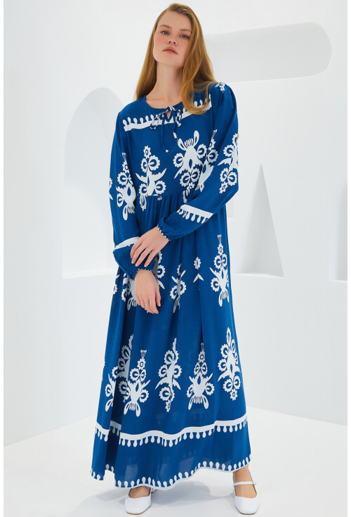 1947 Patterned Long Dress