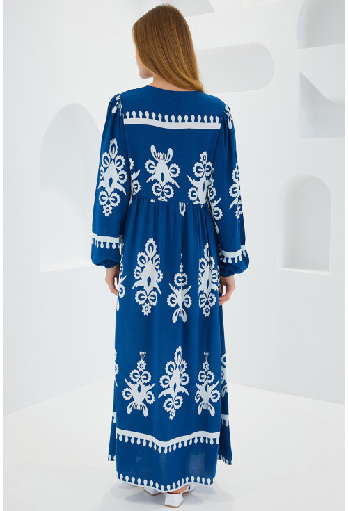 1947 Patterned Long Dress