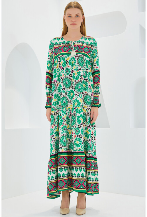 1947 Patterned Long Dress