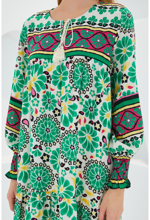 1947 Patterned Long Dress