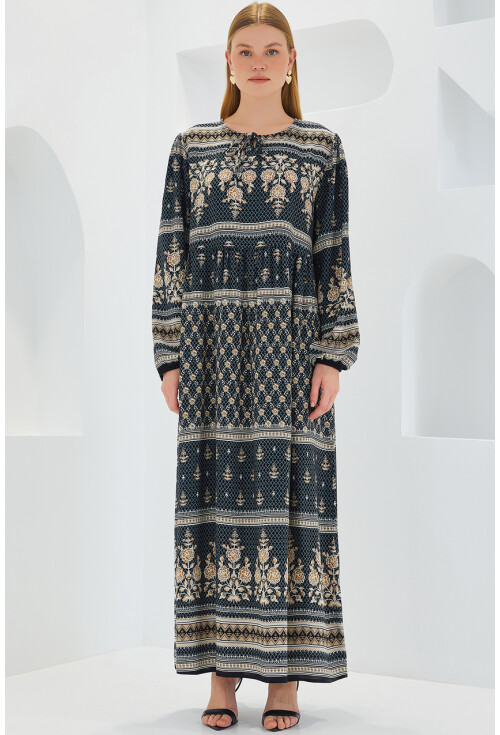 1947 Patterned Long Dress