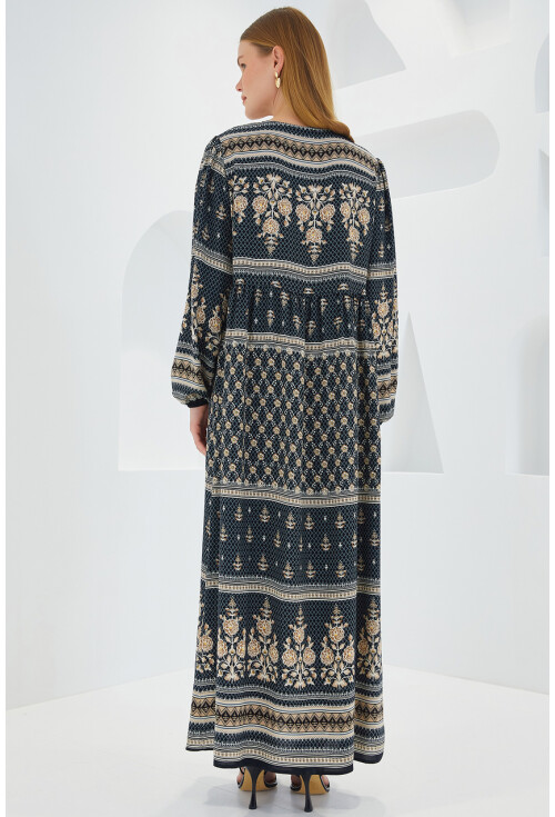 1947 Patterned Long Dress