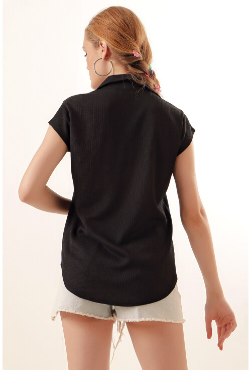 20123 Polo Collar Knit Blouse