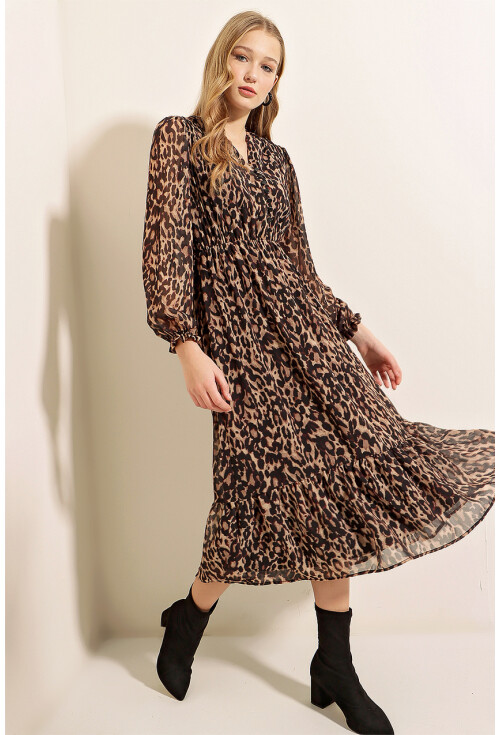 2137 Patterned Chiffon Dress