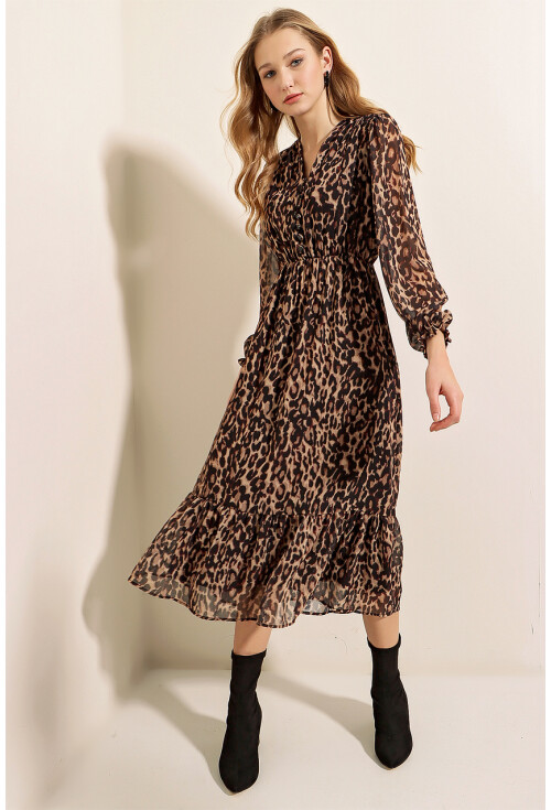 2137 Patterned Chiffon Dress