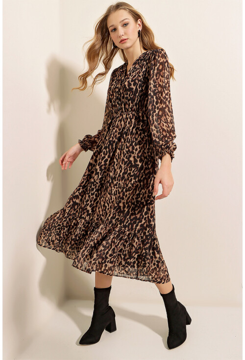 2137 Patterned Chiffon Dress
