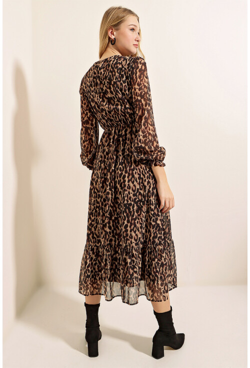 2137 Patterned Chiffon Dress