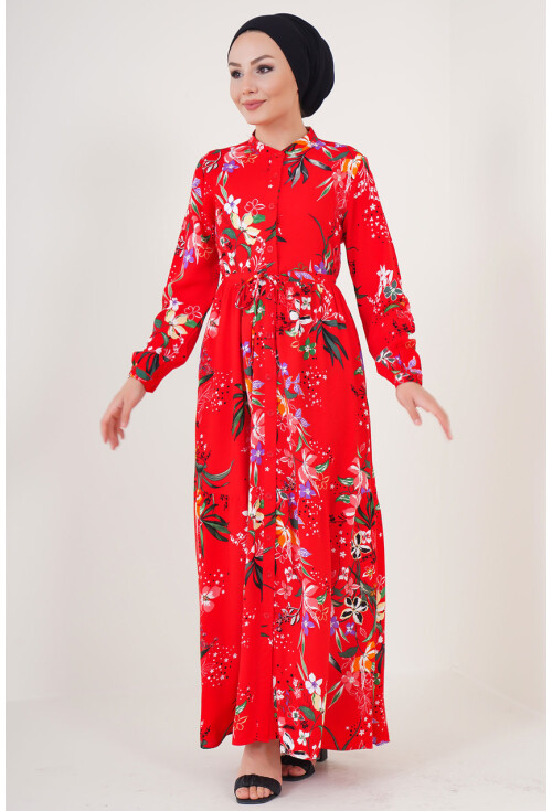 2144 Mandarin Collar Hijab Dress