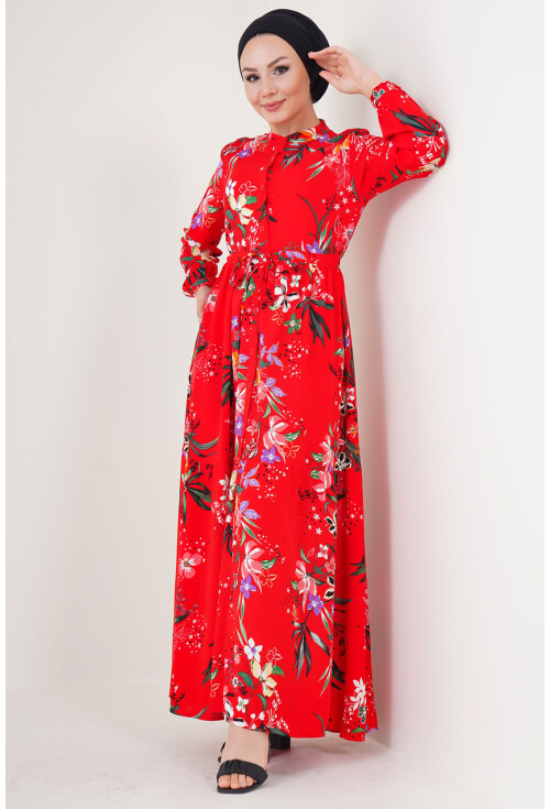 2144 Mandarin Collar Hijab Dress