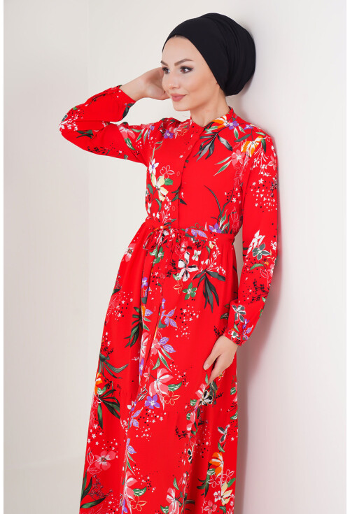 2144 Mandarin Collar Hijab Dress