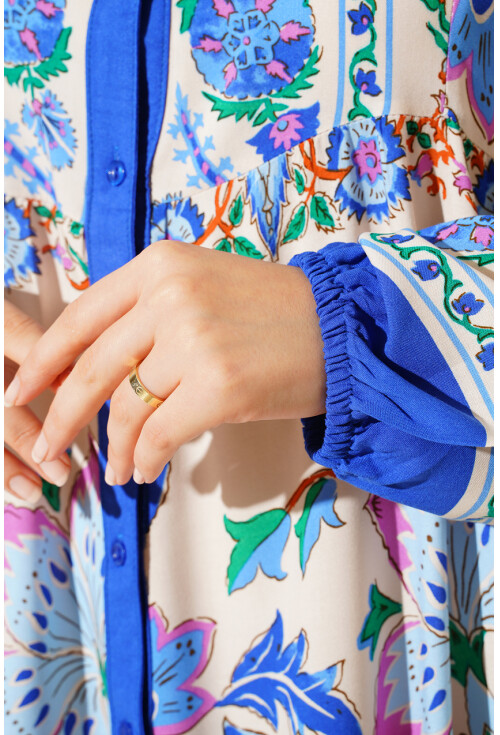 2423 Otantik Desenli Elbise