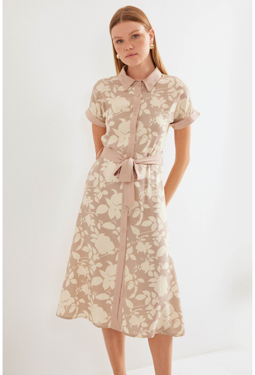 2455 Patterned Shirt Dress