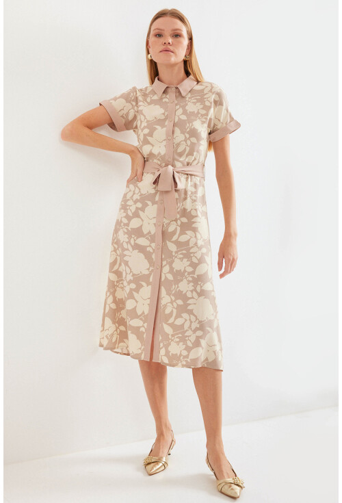 2455 Patterned Shirt Dress