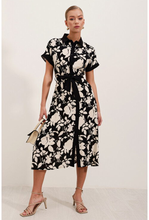 2455 Patterned Shirt Dress