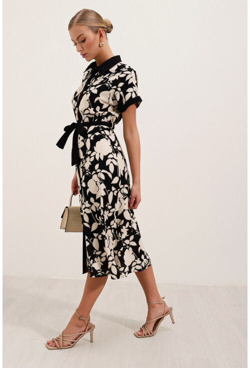 2455 Patterned Shirt Dress
