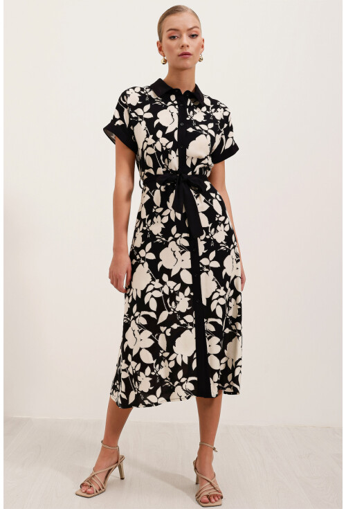 2455 Patterned Shirt Dress