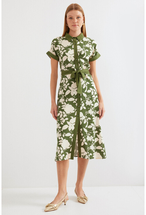 2455 Patterned Shirt Dress
