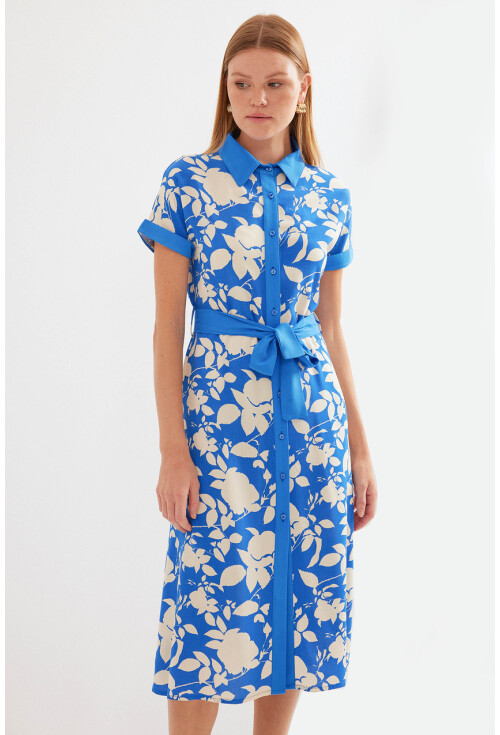 2455 Patterned Shirt Dress