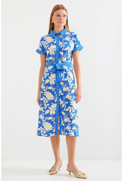 2455 Patterned Shirt Dress