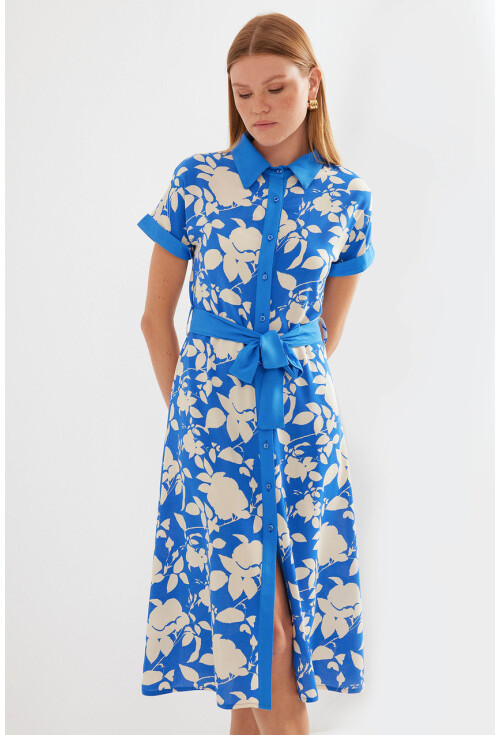 2455 Patterned Shirt Dress
