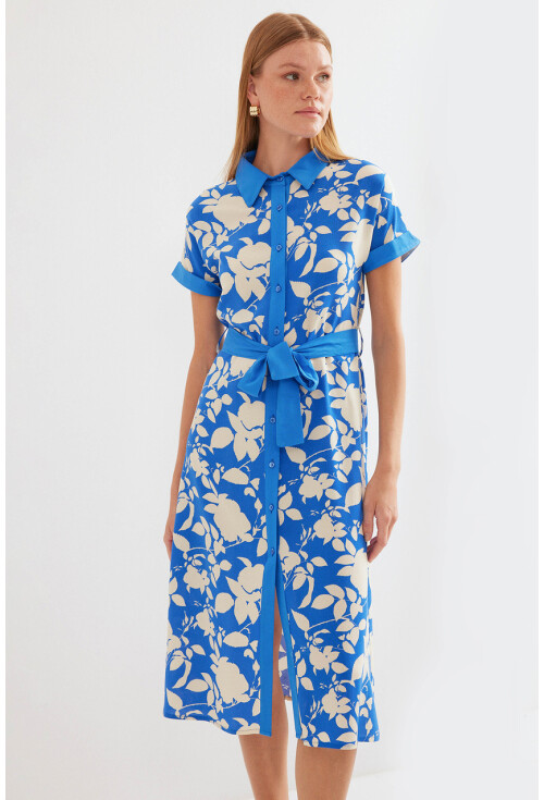 2455 Patterned Shirt Dress